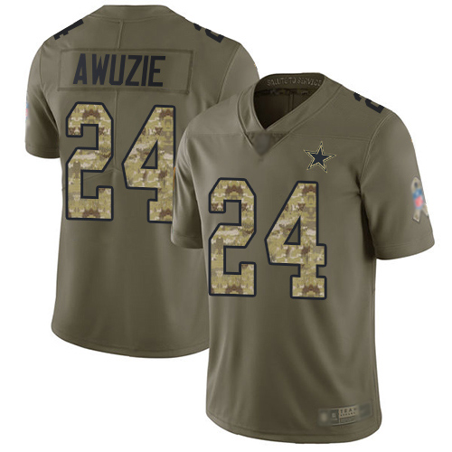 Men Dallas Cowboys Limited Olive Camo Chidobe Awuzie #24 2017 Salute to Service NFL Jersey->nfl t-shirts->Sports Accessory